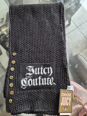 Vintage Juicy Couture Black Knit Beanie with Pink Accent Tag